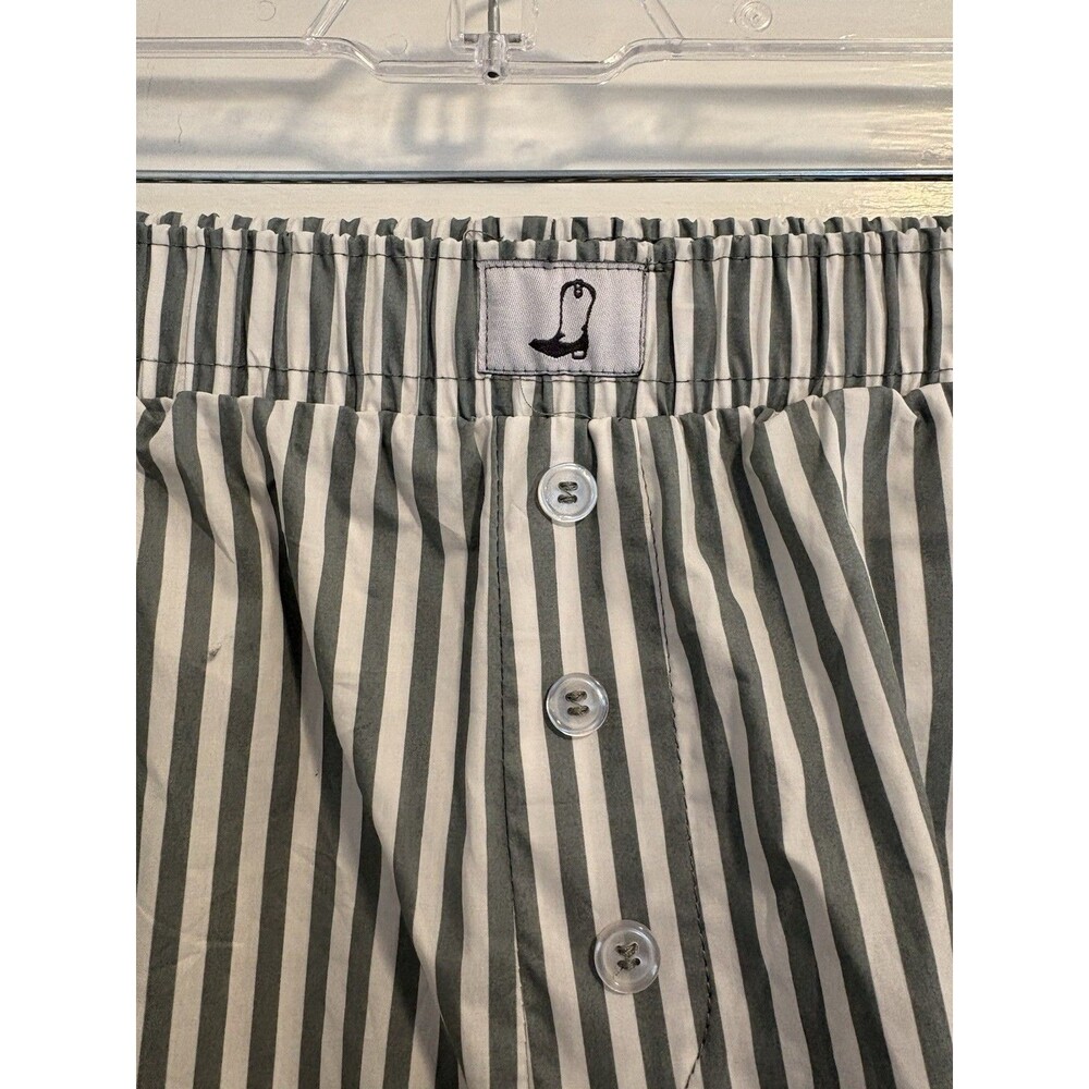 Happily Grey Boxer Pants Green and White Striped Size Large 100% Cotton - Picture 2 of 8